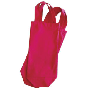Bolsa de lienzo de algodon para vino color rojo con asas cortas