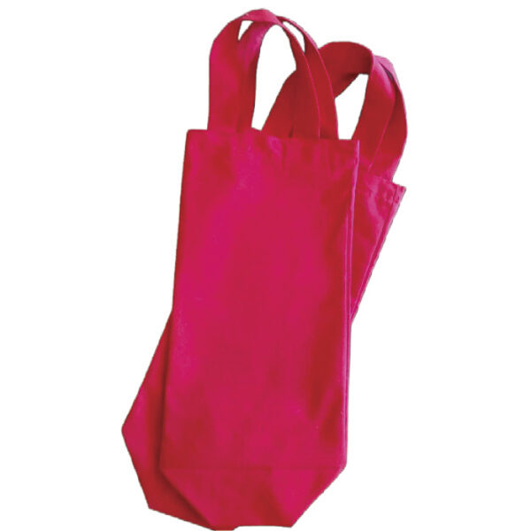 Bolsa de lienzo de algodon para vino color rojo con asas cortas